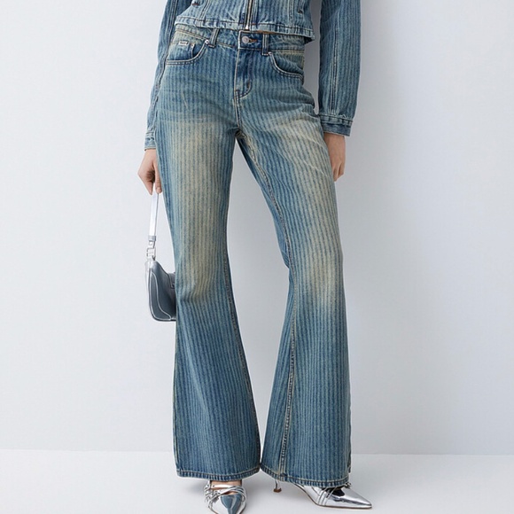 The Ragged Priest retro boho faded stripes flare bootcut jean NWT - Picture 1 of 11